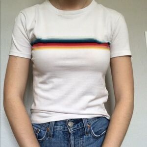 Brandy Melville Short Sleeve Rainbow Top